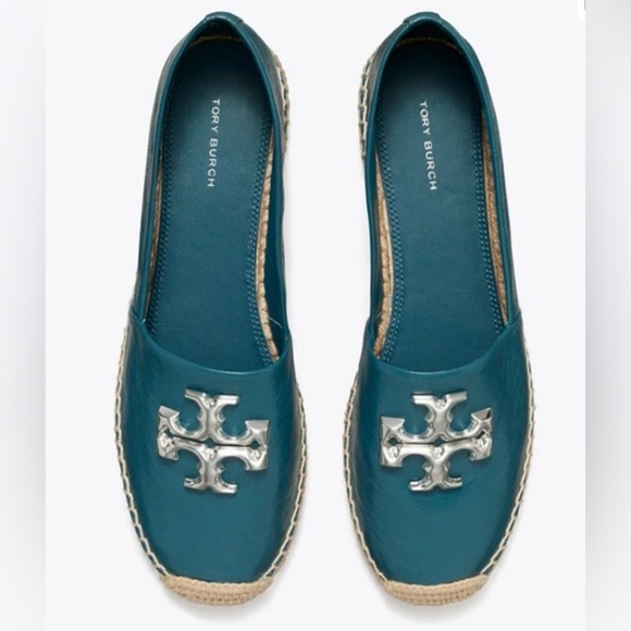 Tory Burch Shoes - NWOT Tory Burch Teal Espadrilles with Silver Logo
